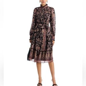 Kobi Halperin Black and Pink Long Sleeve Dress
